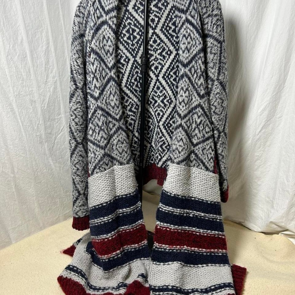 Anthropologie‎ Sleeping on Snow Sweater Wool Blend Cardigan Embroidered  L